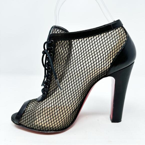 Christian Louboutin Nikita Mesh & Leather Ankle Booties Size 36 - Picture 7 of 12
